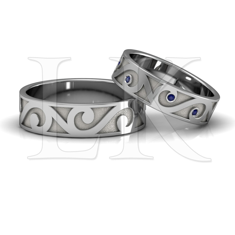 Обручальные кольца из серебра с сапфирами